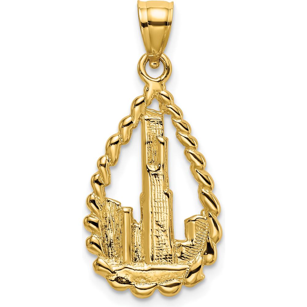 14K Yellow Gold Chicago Willis Tower Teardrop Charm with Textured Design by Oro Pregiato