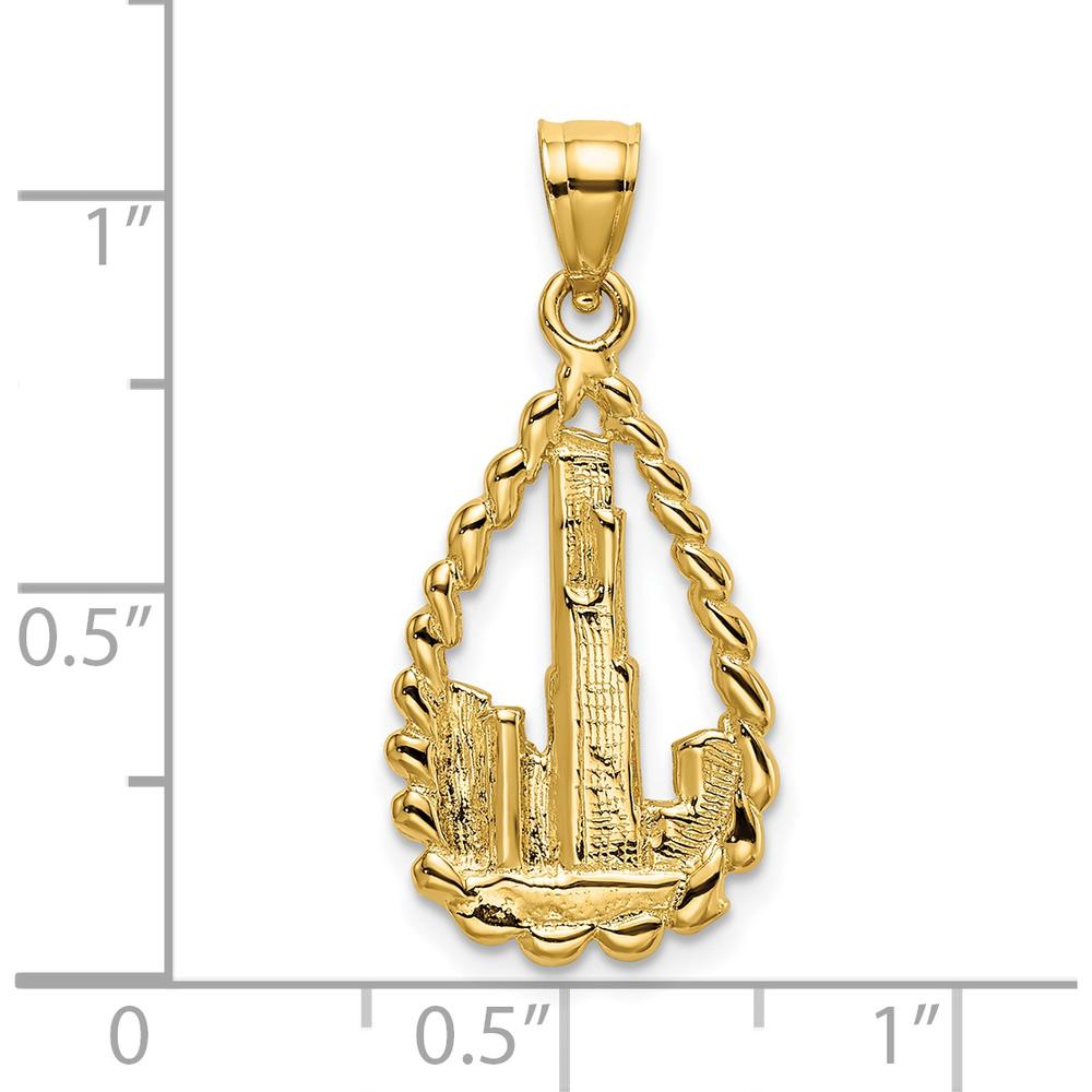14K Yellow Gold Chicago Willis Tower Teardrop Charm with Textured Design by Oro Pregiato