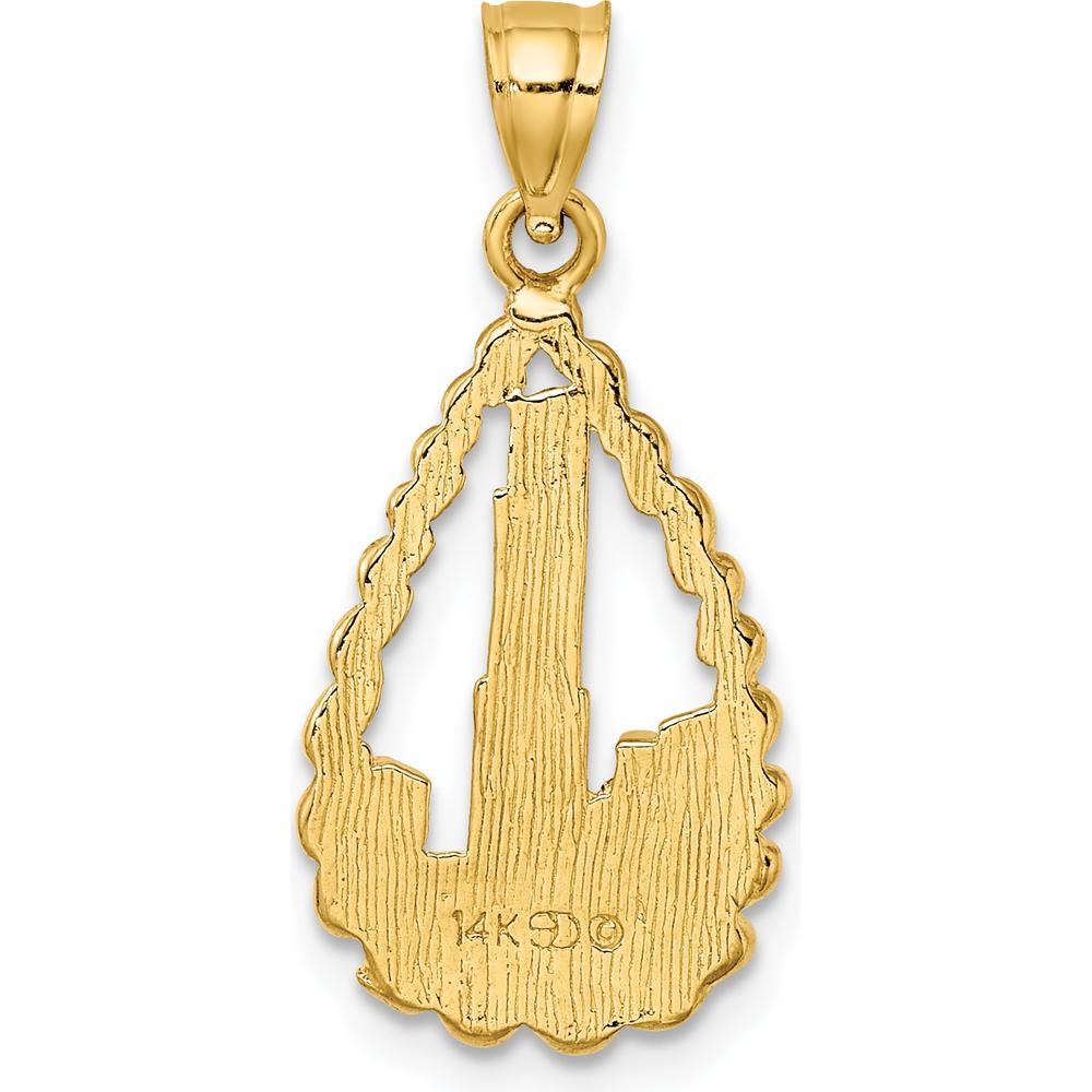 14K Yellow Gold Chicago Willis Tower Teardrop Charm with Textured Design by Oro Pregiato