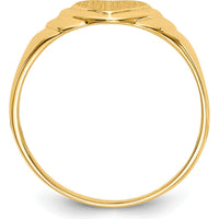 14K Yellow Gold Children’s Heart Signet Ring with Satin Finish - Engravable, Closed Back Design, Tapered Band by Oro Pregiato
