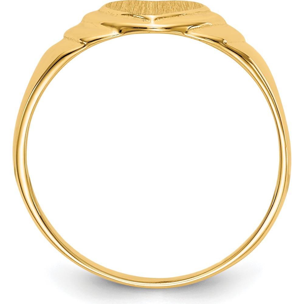 14K Yellow Gold Children’s Heart Signet Ring with Satin Finish - Engravable, Closed Back Design, Tapered Band by Oro Pregiato