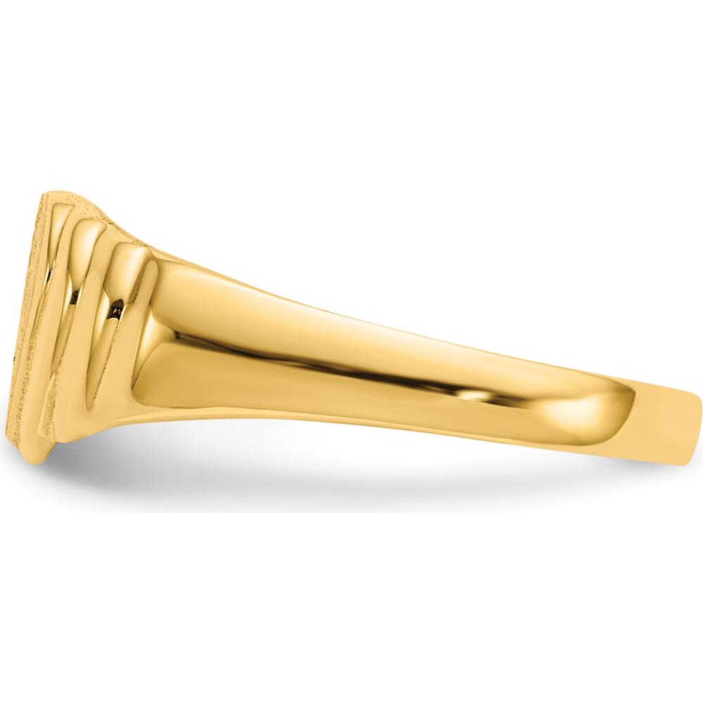 14K Yellow Gold Children’s Heart Signet Ring with Satin Finish - Engravable, Closed Back Design, Tapered Band by Oro Pregiato