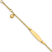 14K Yellow Gold Children's Bracelet with Heart Dangle Charm and 0.75" Extender by Oro Pregiato