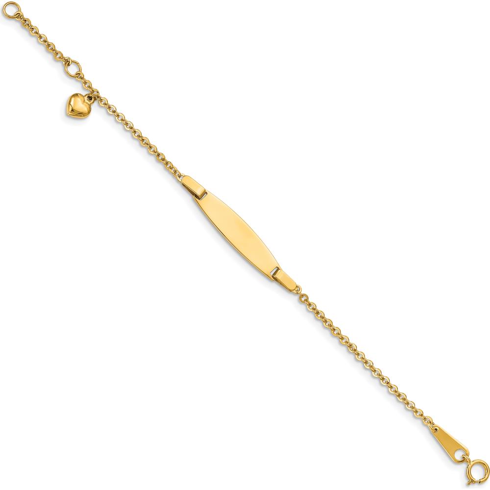 14K Yellow Gold Children's Bracelet with Heart Dangle Charm and 0.75" Extender by Oro Pregiato