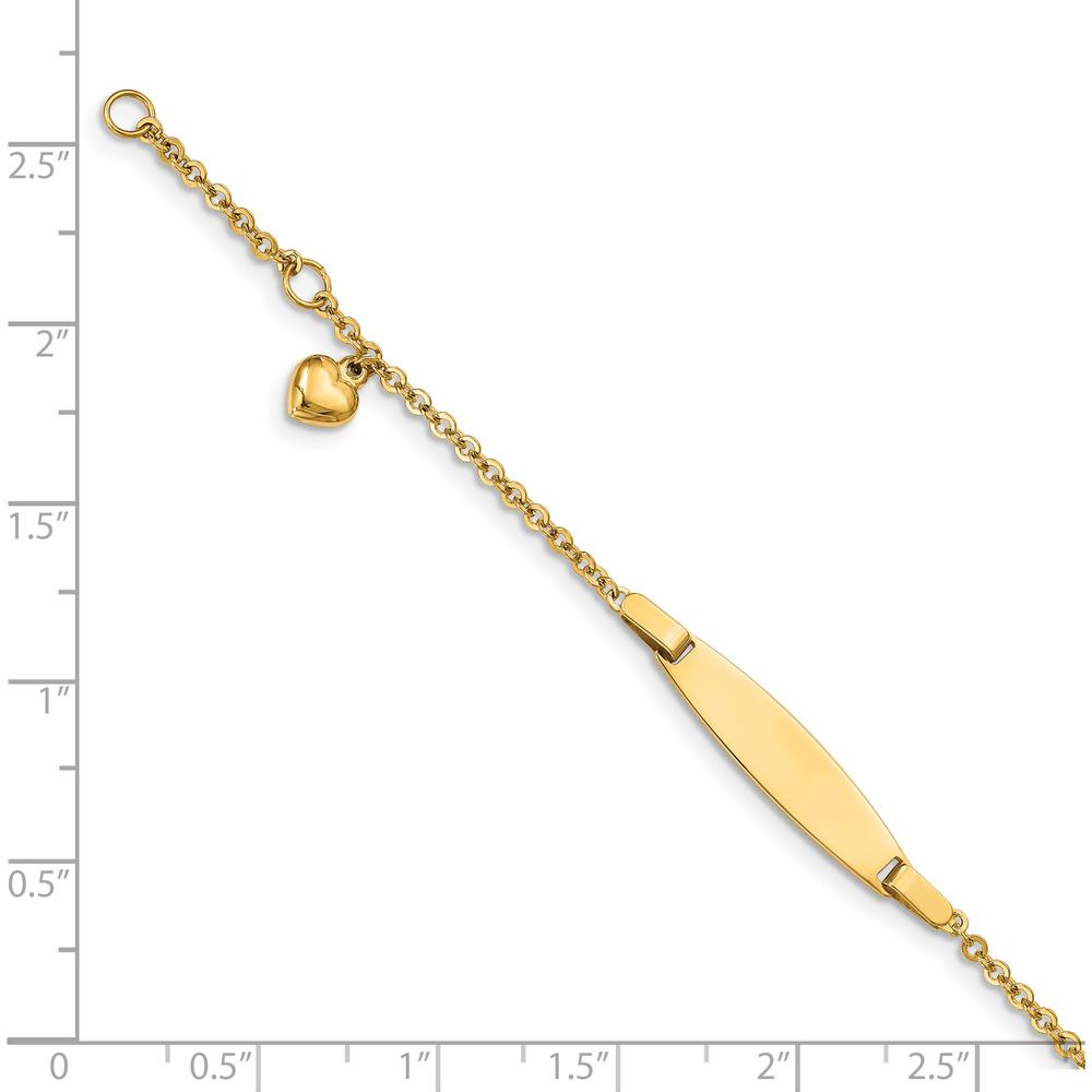 14K Yellow Gold Children's Bracelet with Heart Dangle Charm and 0.75" Extender by Oro Pregiato