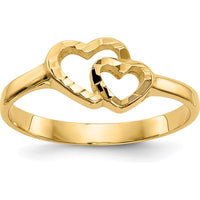 14K Yellow Gold Children's Heart Ring - 8mm Top Length by 0