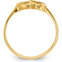 14K Yellow Gold Children's Heart Ring - 8mm Top Length by 0