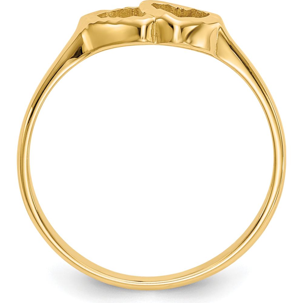14K Yellow Gold Children's Heart Ring - 8mm Top Length by 0