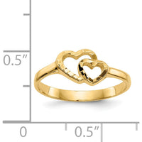 14K Yellow Gold Children's Heart Ring - 8mm Top Length by 0