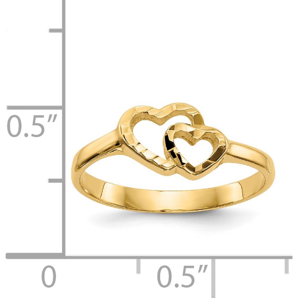 14K Yellow Gold Children's Heart Ring - 8mm Top Length by 0