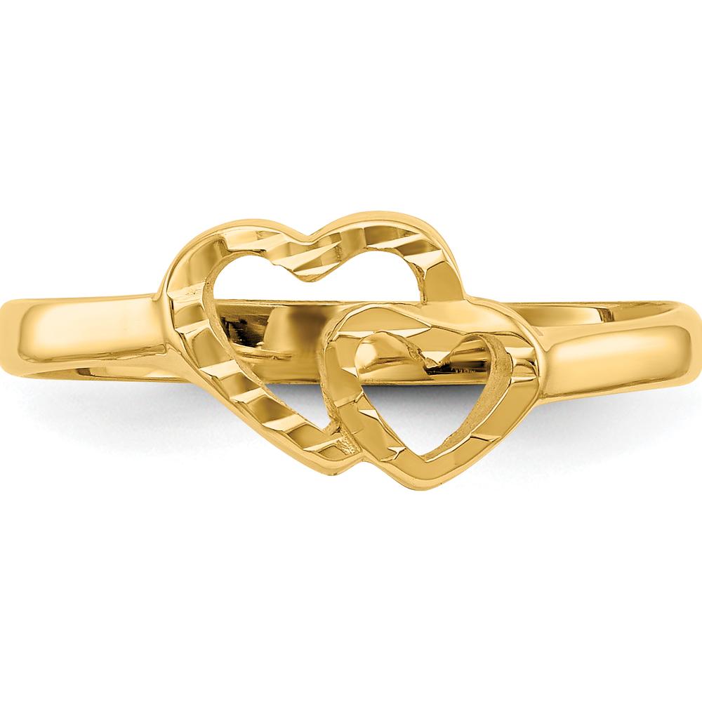 14K Yellow Gold Children's Heart Ring - 8mm Top Length by 0