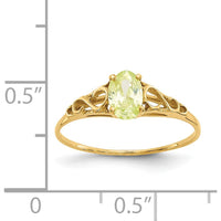 14K Yellow Gold Children's Ring with Oval Synthetic Peridot - 0.50 Carat Total Gem Weight by Oro Pregiato