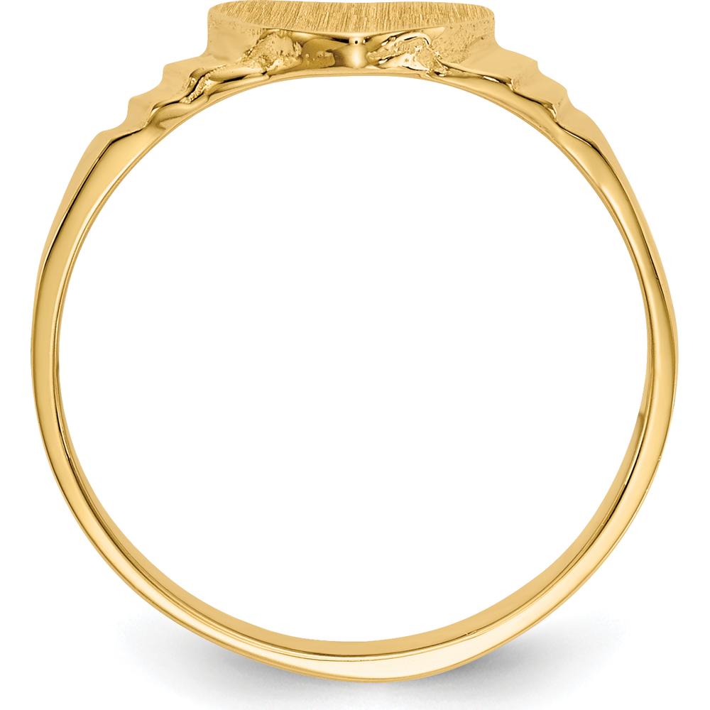 14K Yellow Gold Children's Satin Heart Signet Ring - Engravable 7mm Top by 0