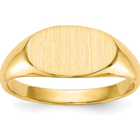 14K Yellow Gold Children's Signet Ring with Polished & Brushed Finish - Adjustable Size 4-8 by 0
