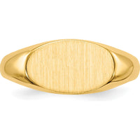 14K Yellow Gold Children's Signet Ring with Polished & Brushed Finish - Adjustable Size 4-8 by 0