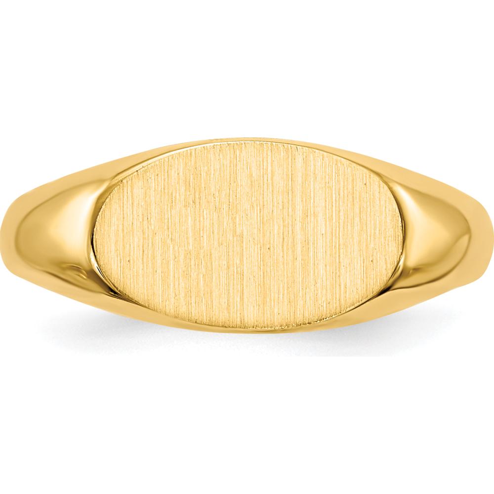 14K Yellow Gold Children's Signet Ring with Polished & Brushed Finish - Adjustable Size 4-8 by 0