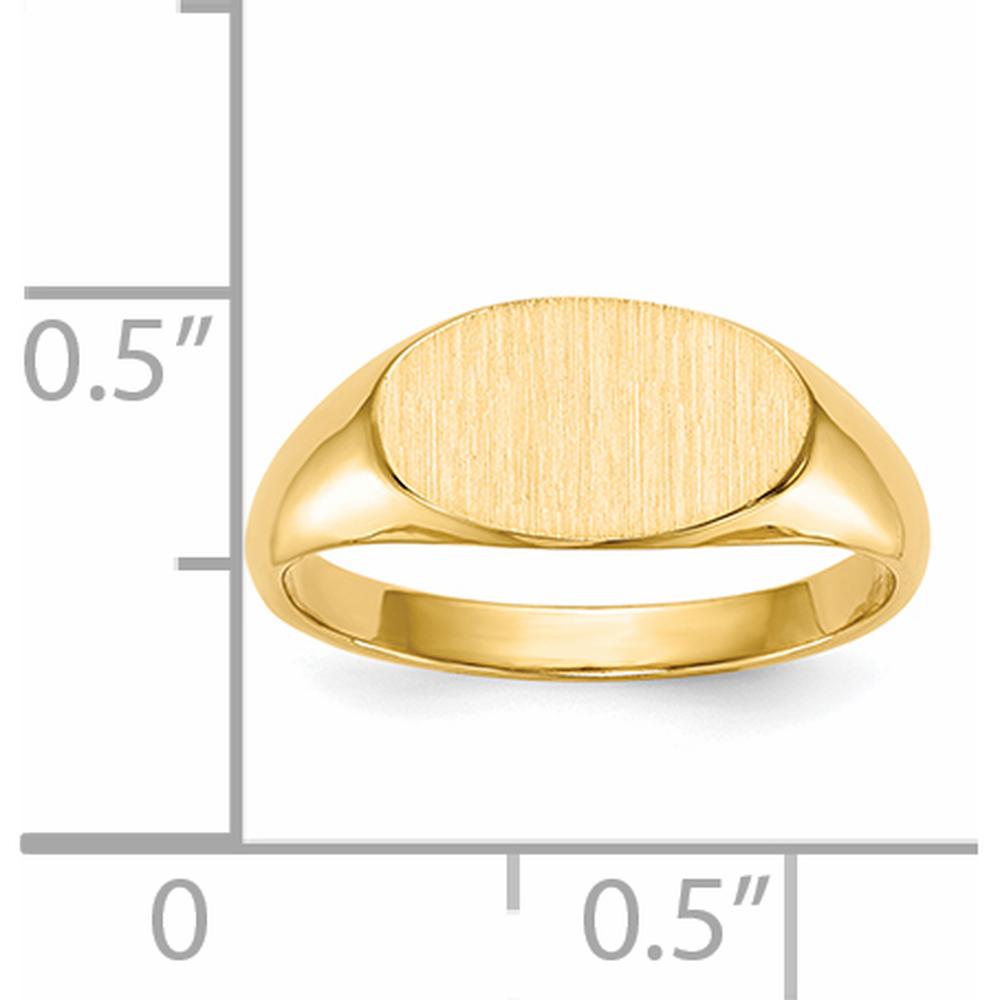14K Yellow Gold Children's Signet Ring with Polished & Brushed Finish - Adjustable Size 4-8 by 0