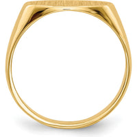 14K Yellow Gold Children's Signet Ring with Polished and Brushed Satin Finish - Engravable Top 6.25x11.5mm by 0