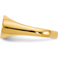 14K Yellow Gold Children's Signet Ring with Polished and Brushed Satin Finish - Engravable Top 6.25x11.5mm by 0