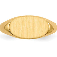 14K Yellow Gold Children's Signet Ring with Polished and Brushed Satin Finish - Engravable Top 6.25x11.5mm by 0