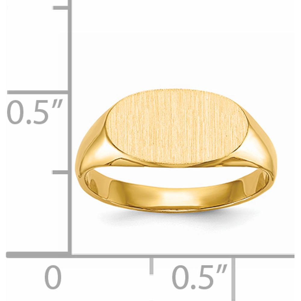 14K Yellow Gold Children's Signet Ring with Polished and Brushed Satin Finish - Engravable Top 6.25x11.5mm by 0