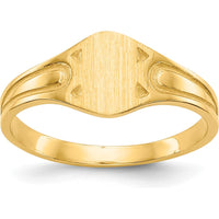 14K Yellow Gold Children's Signet Ring with Satin Finish - Engravable, 6.5x4.0mm by Oro Pregiato