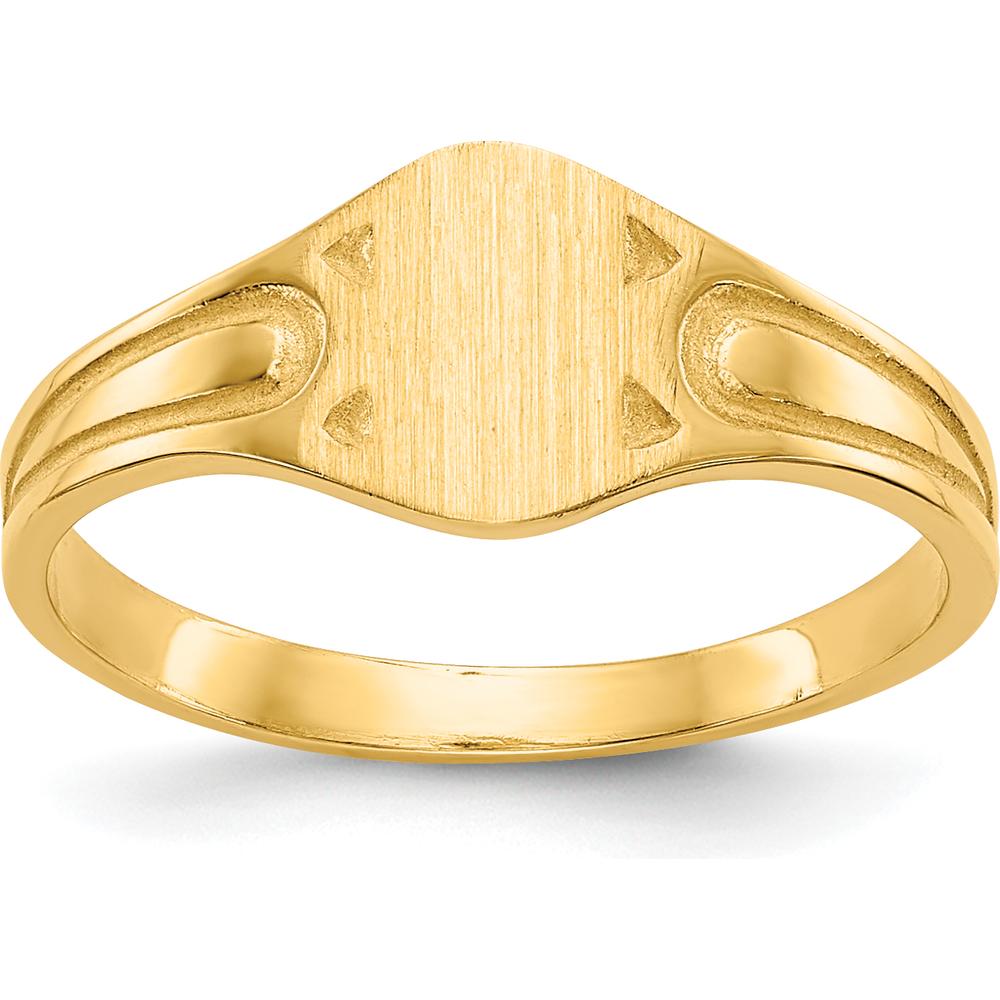 14K Yellow Gold Children's Signet Ring with Satin Finish - Engravable, 6.5x4.0mm by Oro Pregiato