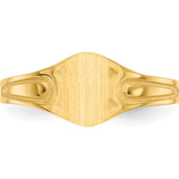 14K Yellow Gold Children's Signet Ring with Satin Finish - Engravable, 6.5x4.0mm by Oro Pregiato