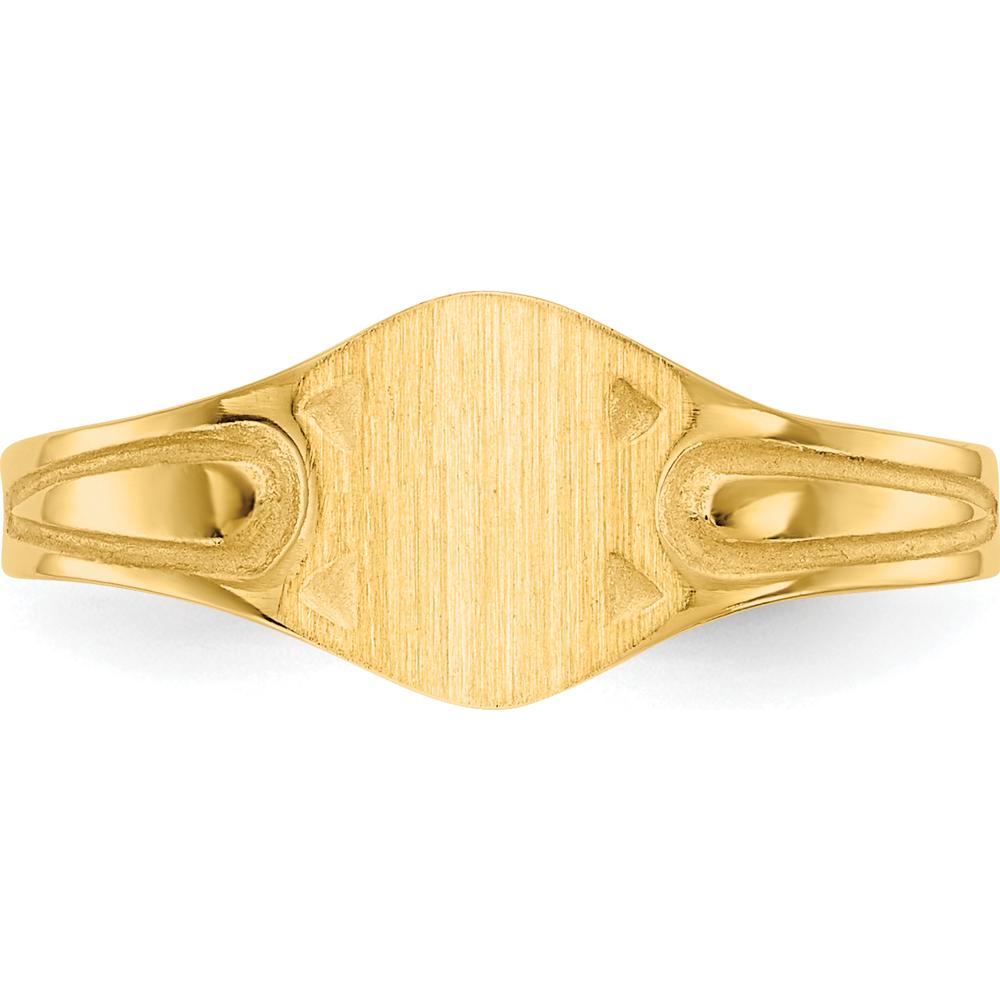 14K Yellow Gold Children's Signet Ring with Satin Finish - Engravable, 6.5x4.0mm by Oro Pregiato