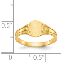 14K Yellow Gold Children's Signet Ring with Satin Finish - Engravable, 6.5x4.0mm by Oro Pregiato
