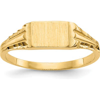 14K Yellow Gold Child's Diamond-Cut Engravable Signet Ring by 0