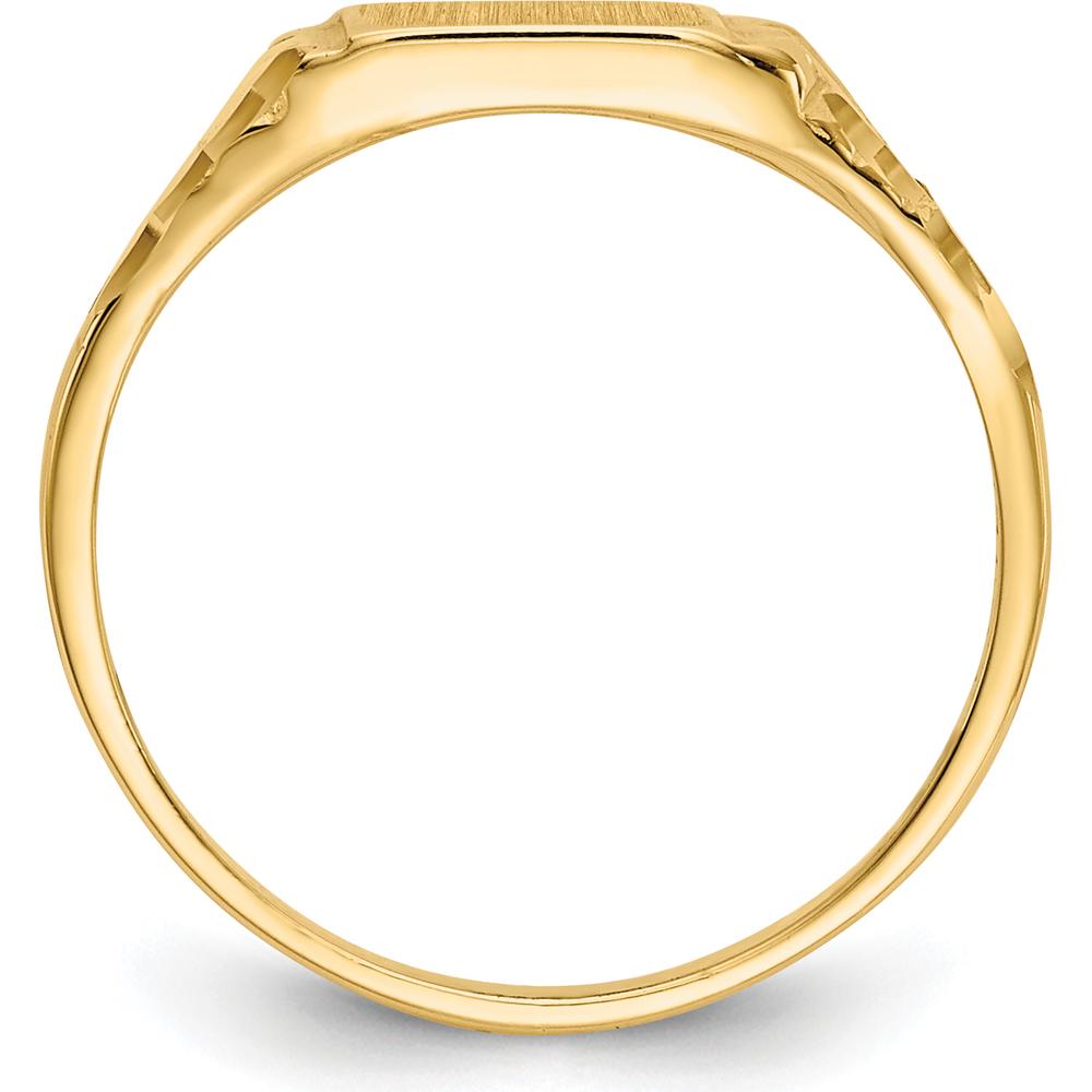 14K Yellow Gold Child's Diamond-Cut Engravable Signet Ring by 0