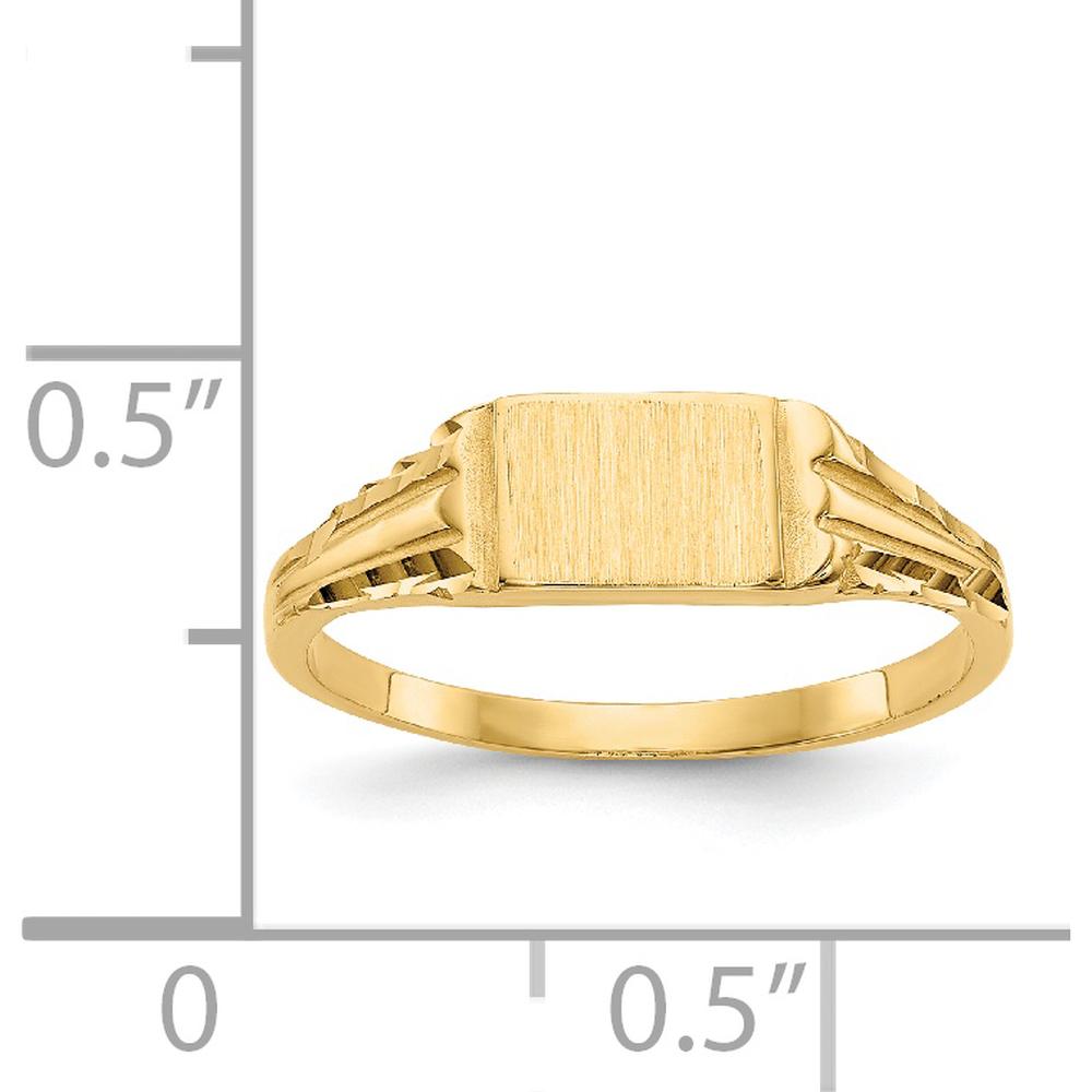 14K Yellow Gold Child's Diamond-Cut Engravable Signet Ring by 0