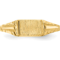 14K Yellow Gold Child's Diamond-Cut Engravable Signet Ring by 0