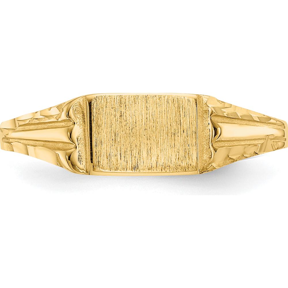 14K Yellow Gold Child's Diamond-Cut Engravable Signet Ring by 0