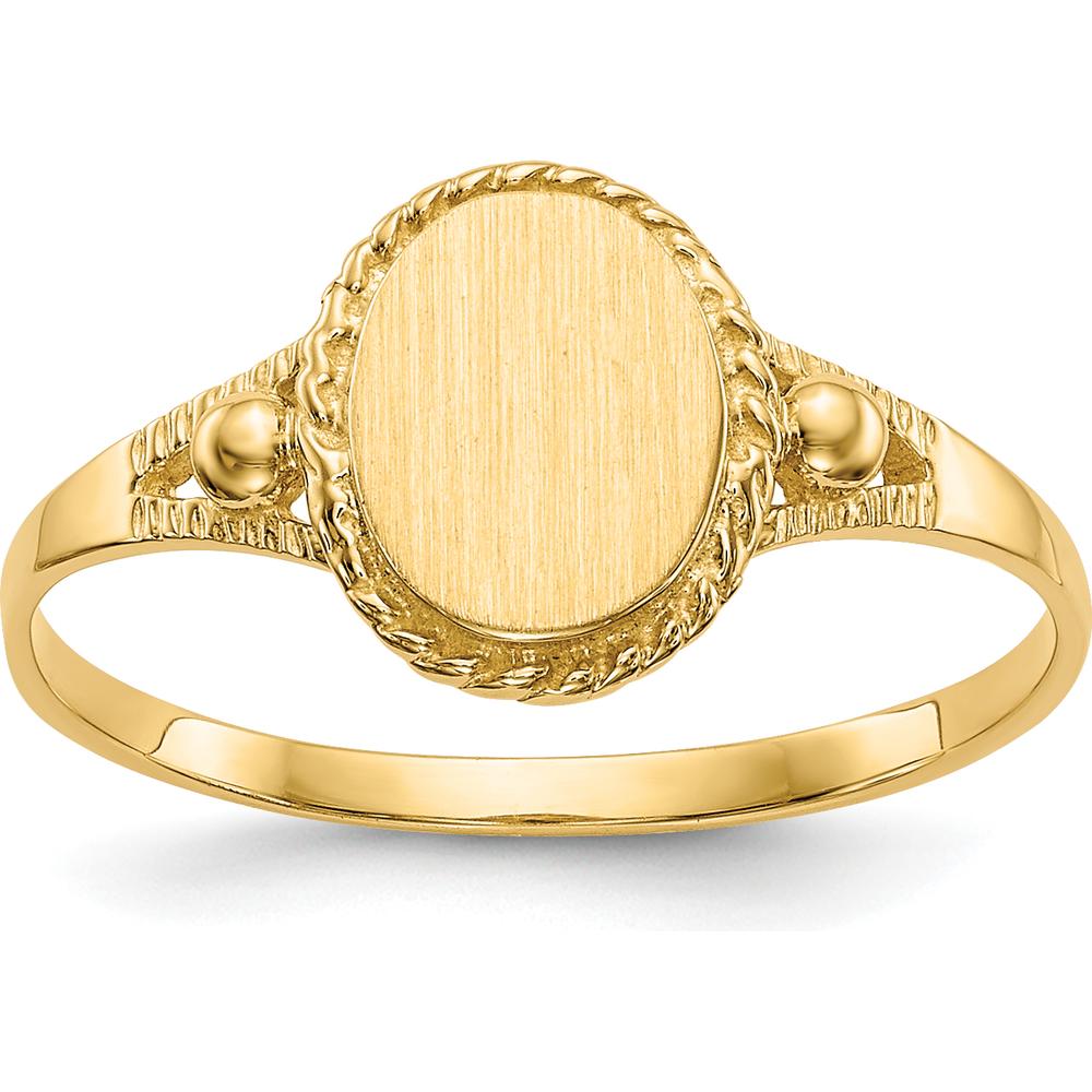 14K Yellow Gold Child's Fancy Signet Ring - Engravable Design for Kids by 0