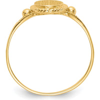 14K Yellow Gold Child's Fancy Signet Ring - Engravable Design for Kids by 0