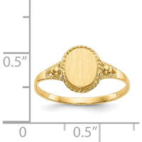 14K Yellow Gold Child's Fancy Signet Ring - Engravable Design for Kids by 0