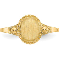 14K Yellow Gold Child's Fancy Signet Ring - Engravable Design for Kids by 0