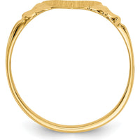 14K Yellow Gold Child's Heart Signet Ring with Satin Finish - 8.0x8.5mm by Oro Pregiato
