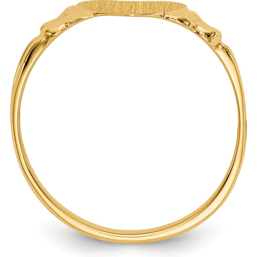 14K Yellow Gold Child's Heart Signet Ring with Satin Finish - 8.0x8.5mm by Oro Pregiato