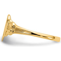 14K Yellow Gold Child's Heart Signet Ring with Satin Finish - 8.0x8.5mm by Oro Pregiato