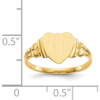 14K Yellow Gold Child's Heart Signet Ring with Satin Finish - 8.0x8.5mm by Oro Pregiato