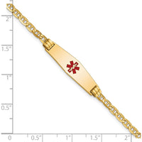 14K Yellow Gold Child's Medical ID Bracelet with Red Enamel Medical Alert Charm - 6" Length by Oro Pregiato