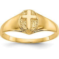 14K Yellow Gold Child's Polished Open Cross Ring - Tapered Band Design by 0