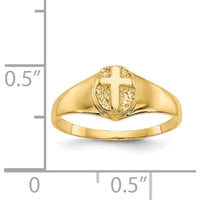 14K Yellow Gold Child's Polished Open Cross Ring - Tapered Band Design by 0