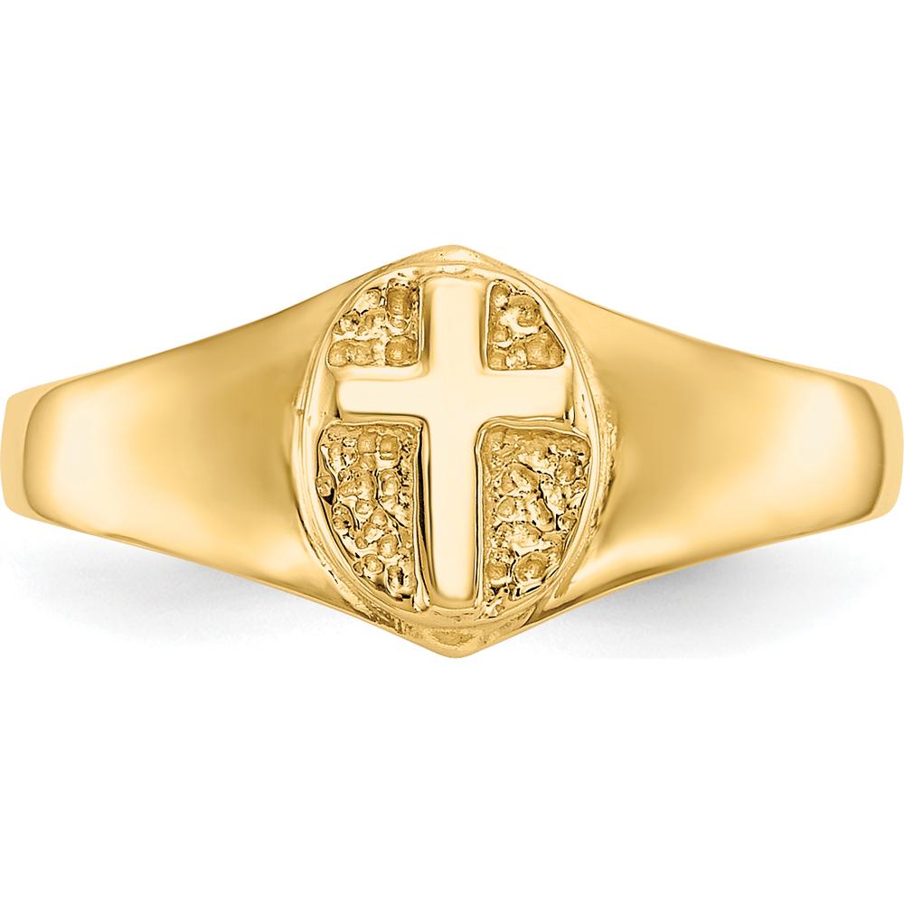14K Yellow Gold Child's Polished Open Cross Ring - Tapered Band Design by 0