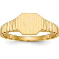 14K Yellow Gold Child's Satin Finish Open Back Signet Ring - Engravable 7.5x6.0mm by 0