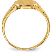14K Yellow Gold Child's Satin Finish Open Back Signet Ring - Engravable 7.5x6.0mm by 0