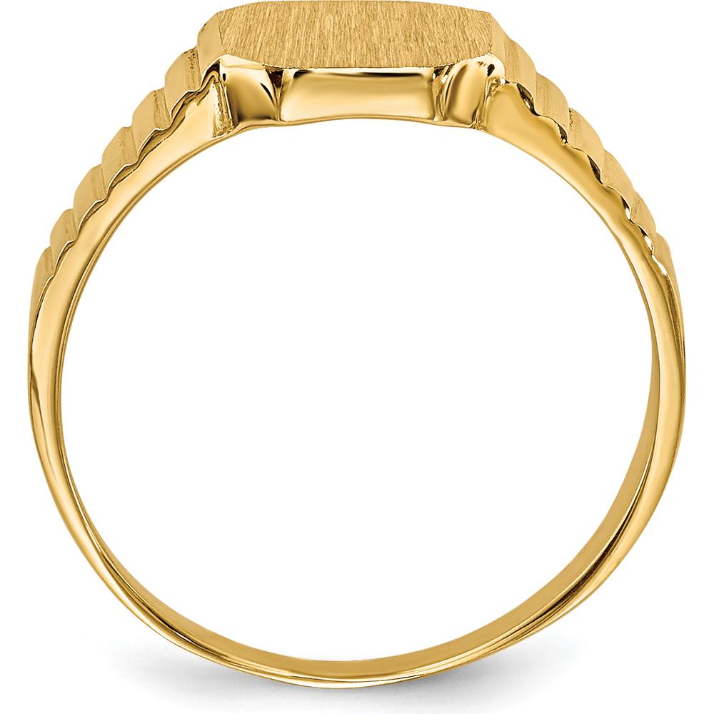 14K Yellow Gold Child's Satin Finish Open Back Signet Ring - Engravable 7.5x6.0mm by 0